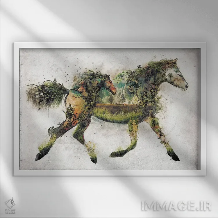 تابلو اسب فراواقعی اثر برت بیگرز - نمای قابدار سفید