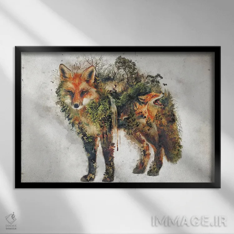 تابلو روباه فراواقعی اثر برت بیگرز - نمای قابدار مشکی