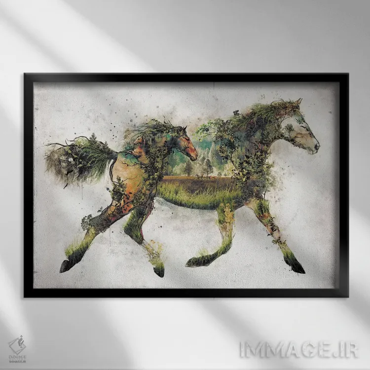 تابلو اسب فراواقعی اثر برت بیگرز - نمای قابدار مشکی