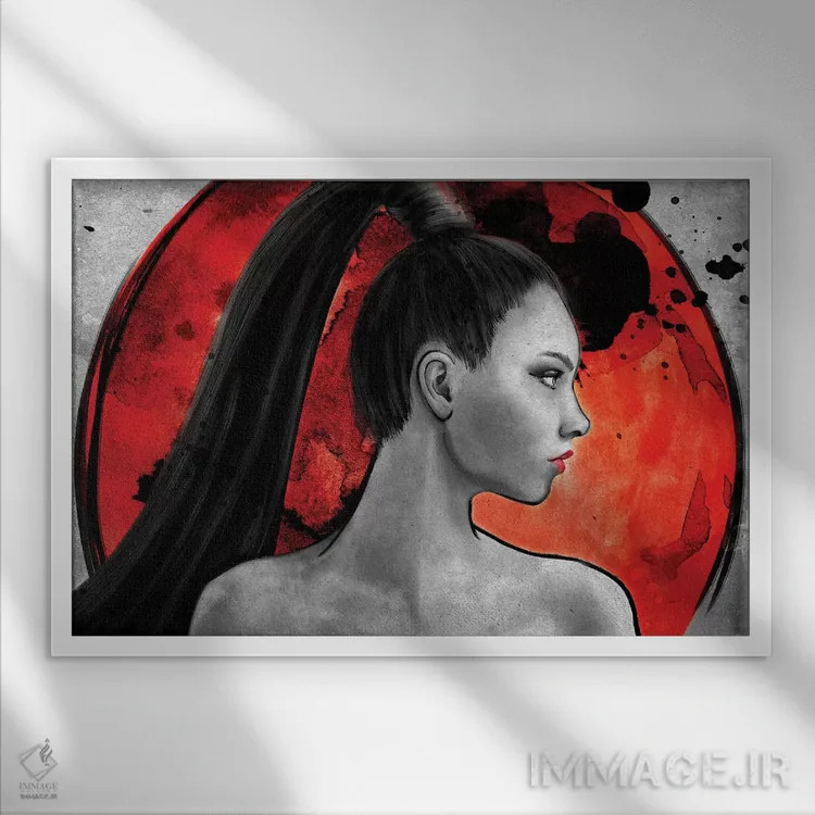 تابلو جنگجوی سرخ اثر برت بیگرز - نمای قابدار سفید