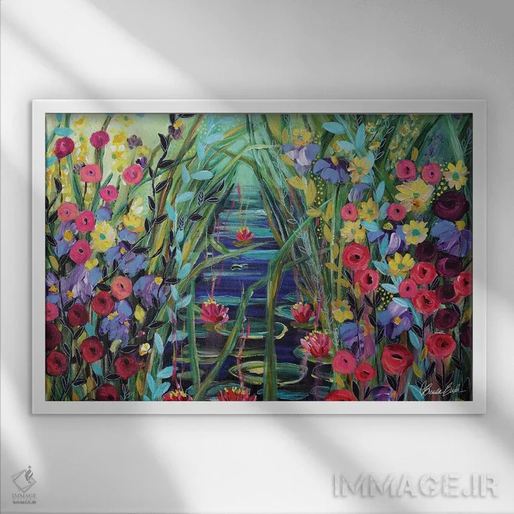 تابلو باغ جادویی اثر برندا بوش - نمای قابدار سفید