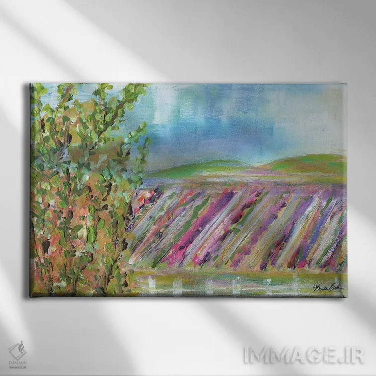 تابلو منظرهٔ تراس پس از باران اثر برندا بوش - نمای روبهرو روی دیوار