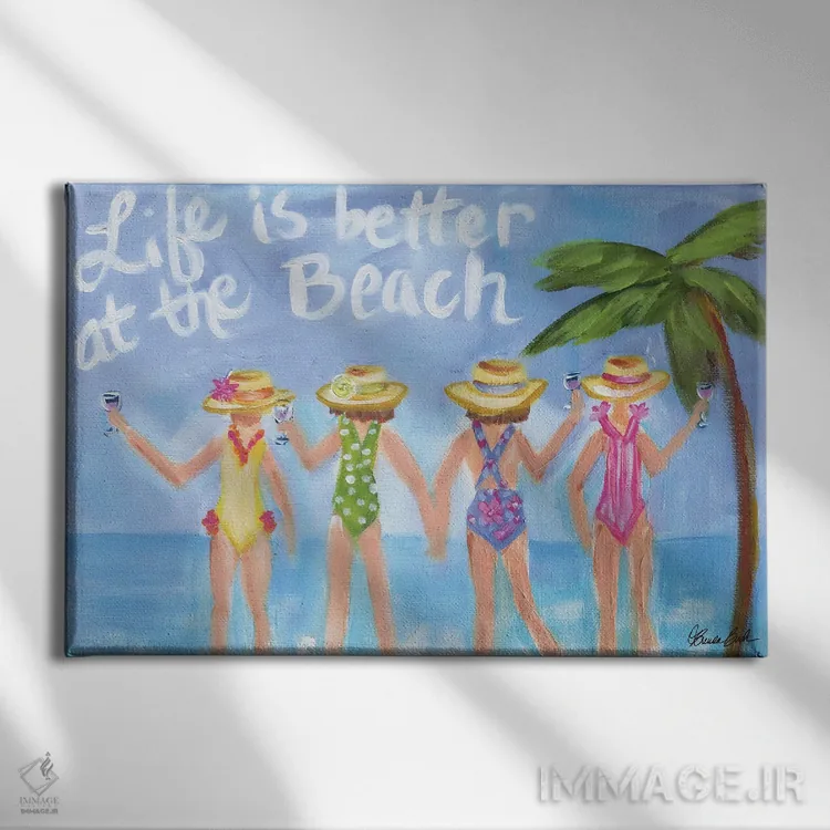 تابلو همه چیز بهتر در ساحل اثر برندا بوش - نمای روبهرو روی دیوار