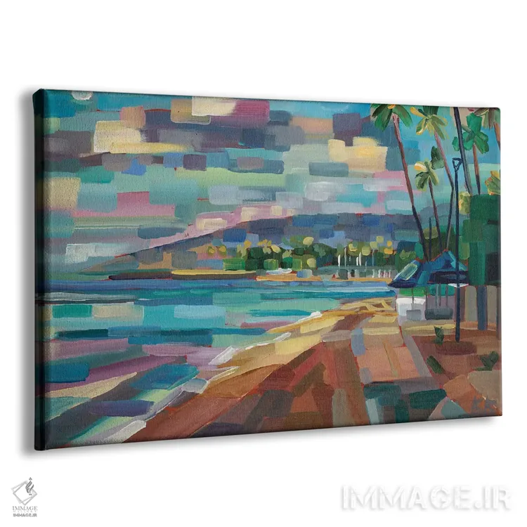 تابلو ماه صبحگاهی بر فراز وایکیکی (ساحل معروف در هاوایی) اثر بروک بورچرباورگ - نمای پرسپکتیو محصول