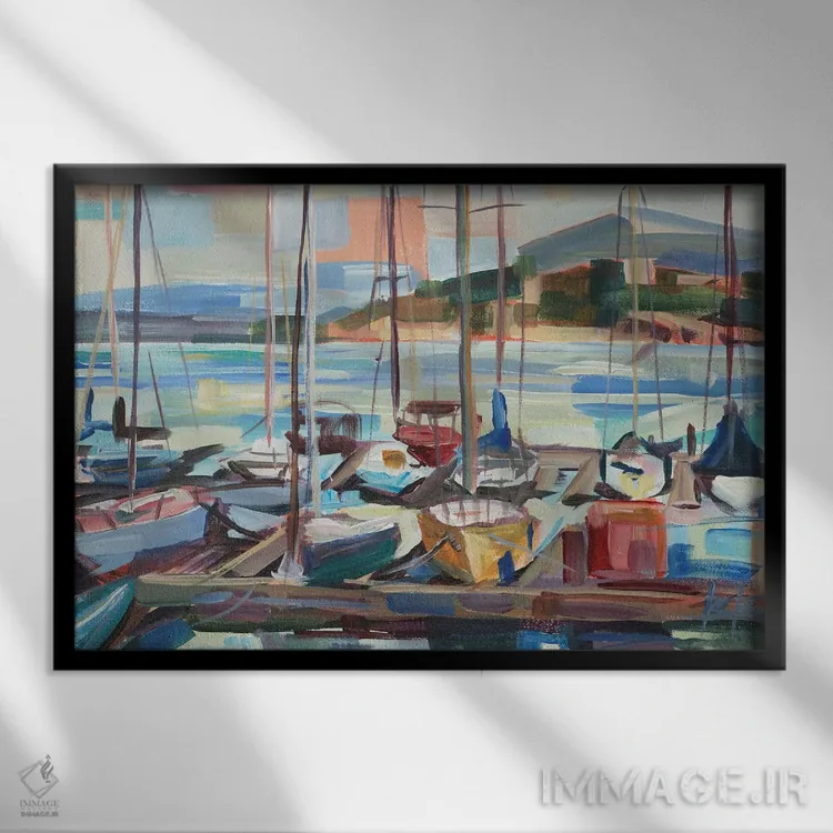 تابلو عصر لشی (نام منطقهای در سیاتل آمریکا) اثر بروک بورچرباورگ - نمای قابدار مشکی