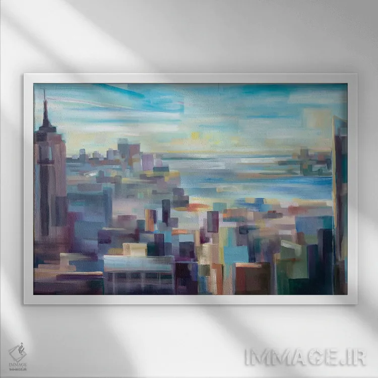 تابلو خط افق نیویورک اثر بروک بورچرباورگ - نمای قابدار سفید
