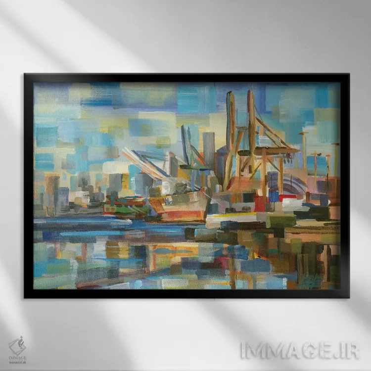 تابلو بندر سیاتل اثر بروک بورچرباورگ - نمای قابدار مشکی