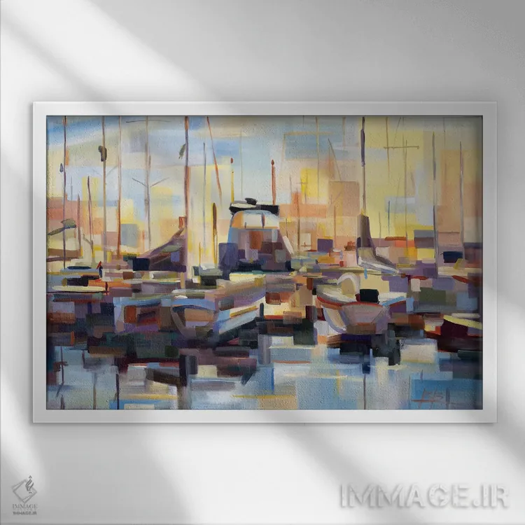 تابلو قایقها اثر بروک بورچرباورگ - نمای قابدار سفید