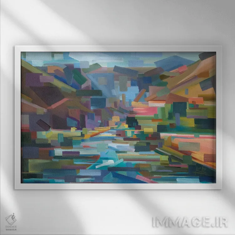 تابلو تکههایی از درهٔ یاکیما اثر بروک بورچرباورگ - نمای قابدار سفید