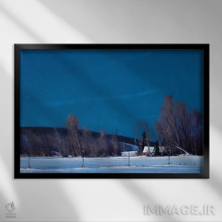 تابلو چراغهای شبانهٔ شهرستان بوفالو، ویسکانسین اثر بن بائر - نمای قابدار مشکی