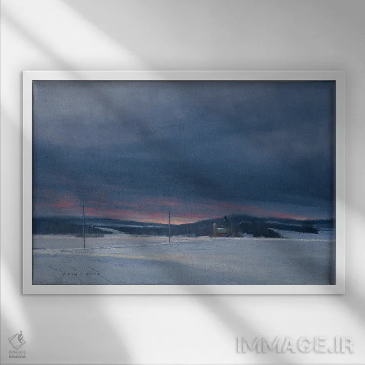 تابلو نور رو به خاموشی اثر بن بائر - نمای قابدار سفید