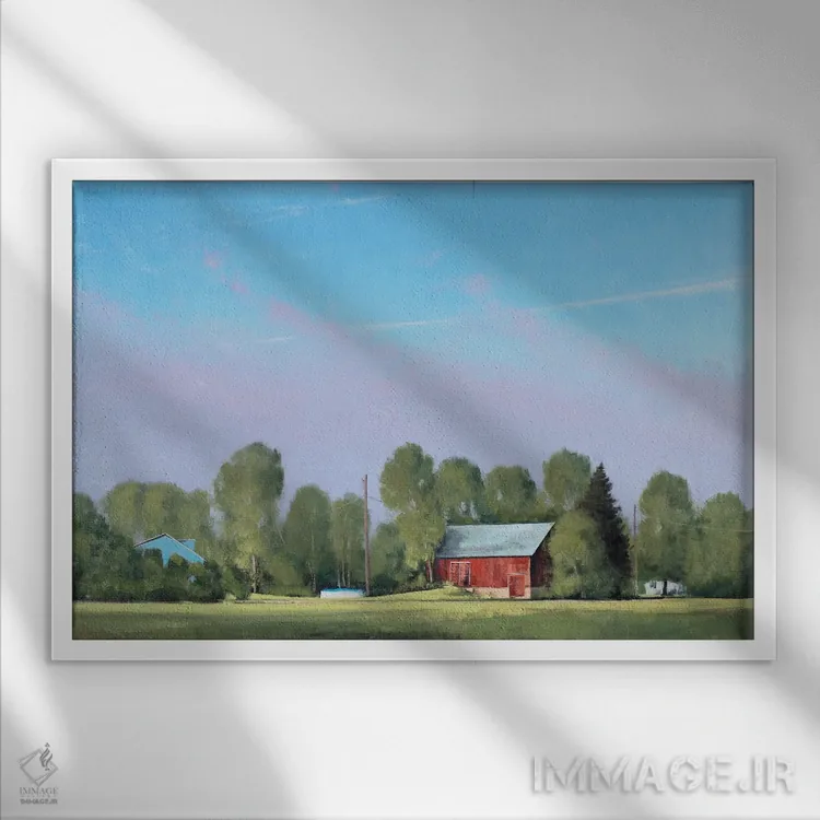 تابلو مه صبحگاهی در مزرعهٔ دریاچهٔ المو اثر بن بائر - نمای قابدار سفید