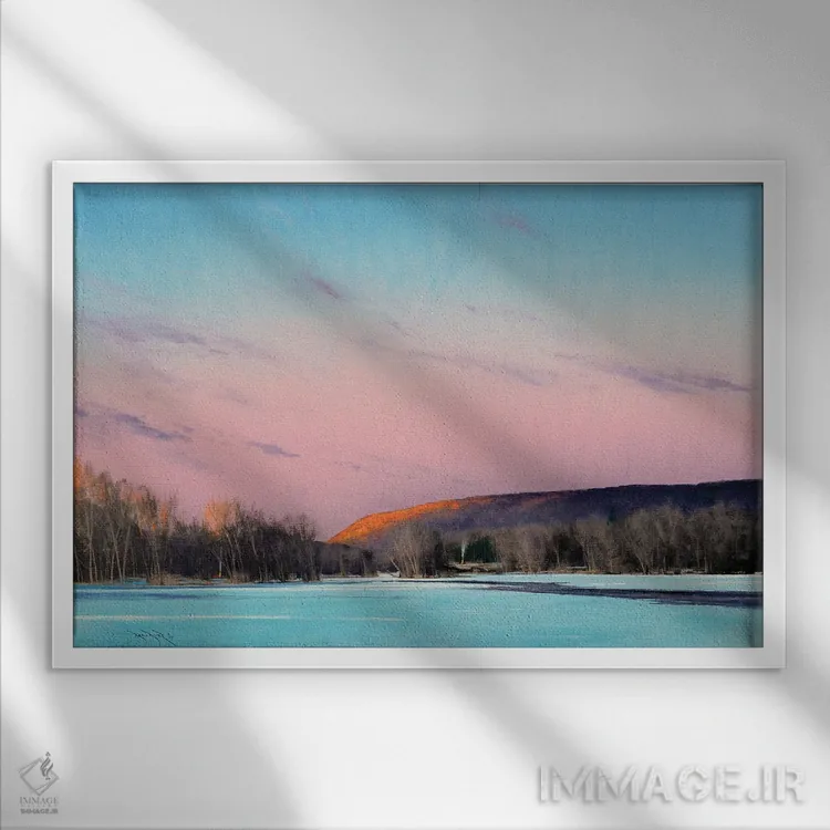 تابلو غروب و آتشهای روشن در سنت کروآ اثر بن بائر - نمای قابدار سفید