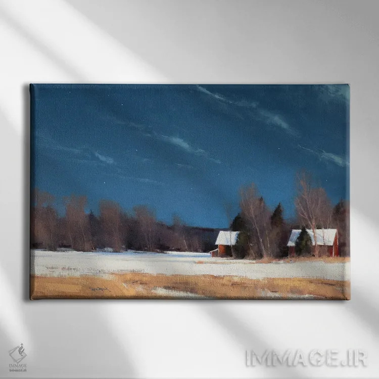 تابلو مزرعهٔ بخش گرانت زیر نور ماه اثر بن بائر - نمای روبهرو روی دیوار
