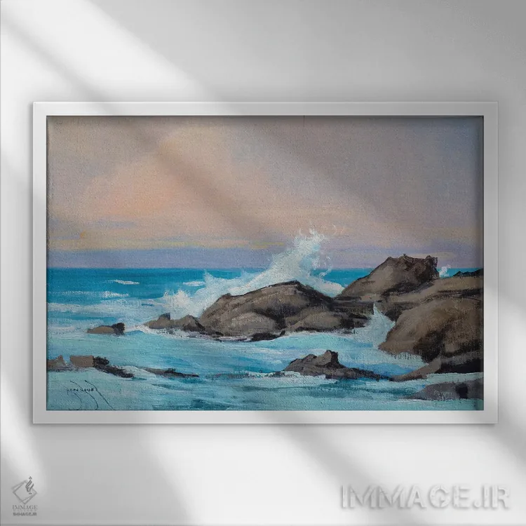 تابلو سنگها و آبهای فورت براگ اثر بن بائر - نمای قابدار سفید