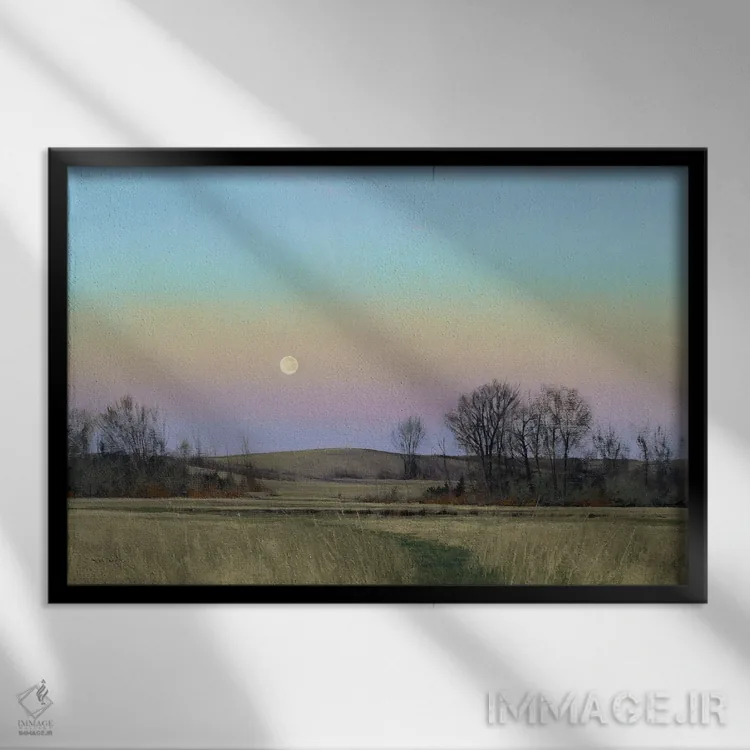 تابلو منطقه دریاچههای یخچالی مینهسوتا در غروب اثر بن بائر - نمای قابدار مشکی