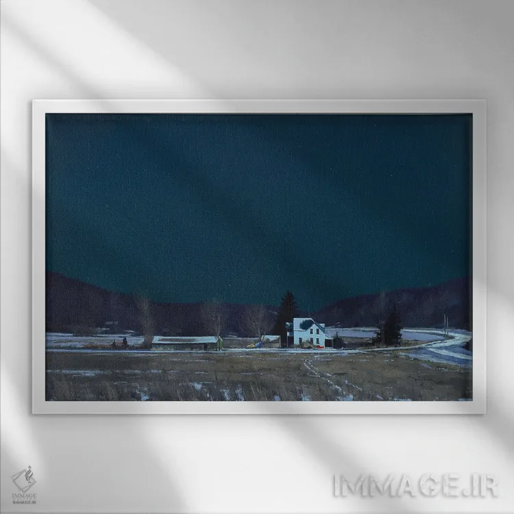 تابلو جنوب نپ در زیر نور ماه اثر بن بائر - نمای قابدار سفید