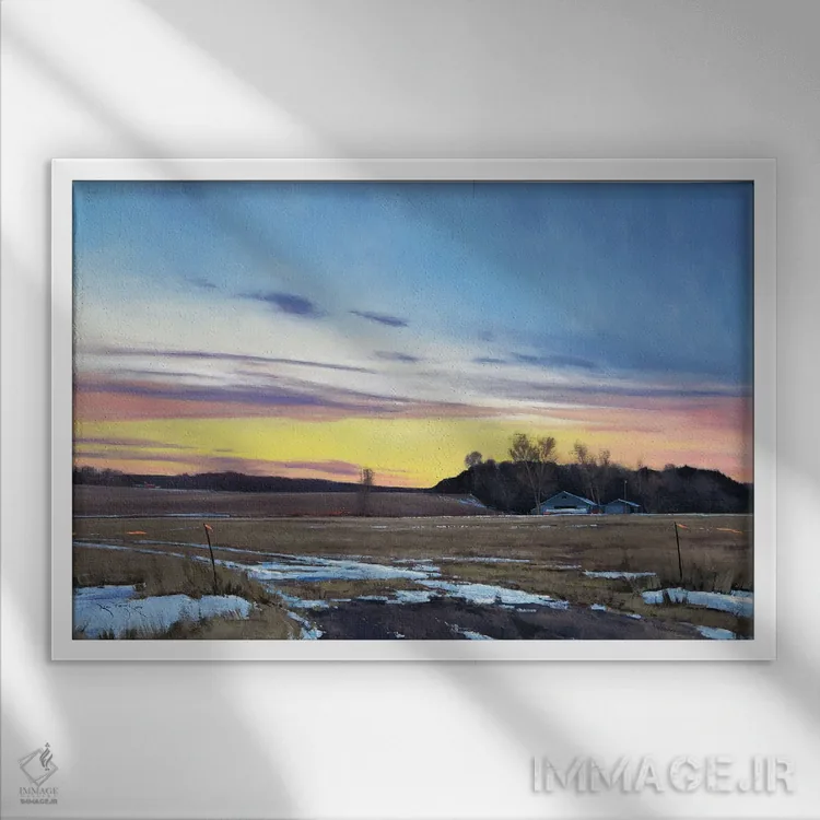 تابلو غروب درهٔ سنت کروآ اثر بن بائر - نمای قابدار سفید