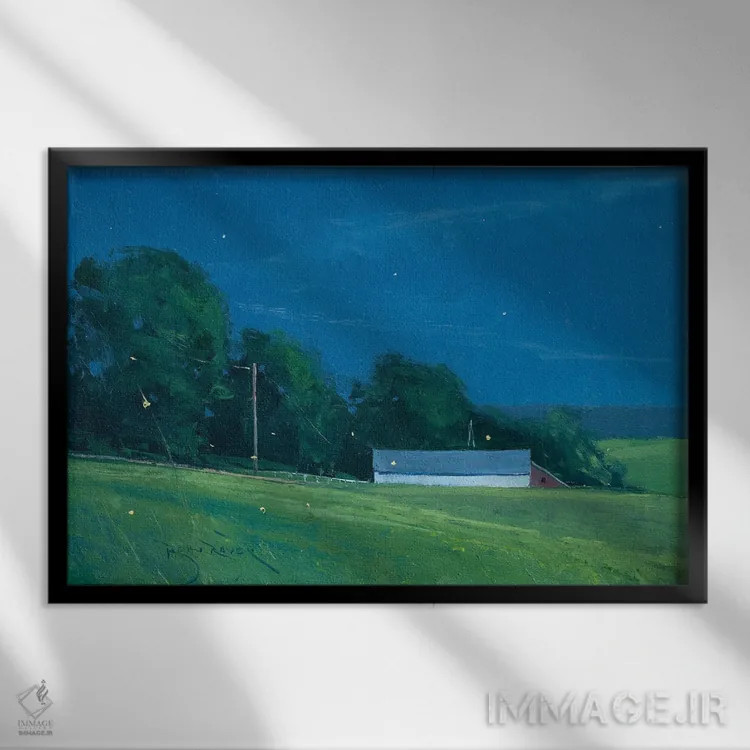 تابلو سنت کروآ در زیر نور ماه اثر بن بائر - نمای قابدار مشکی