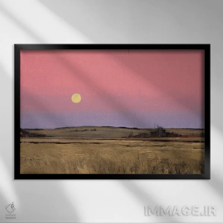 تابلو وقتی در این مزرعهها قدم میزنیم III اثر بن بائر - نمای قابدار مشکی