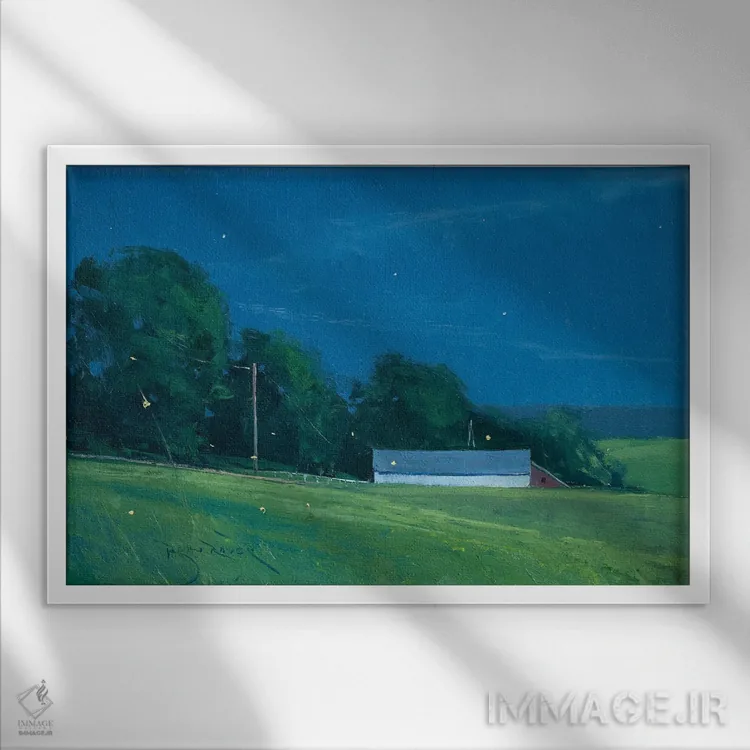 تابلو سنت کروآ در زیر نور ماه اثر بن بائر - نمای قابدار سفید