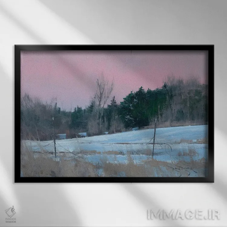 تابلو حیاط پشتی زمستانی اثر بن بائر - نمای قابدار مشکی