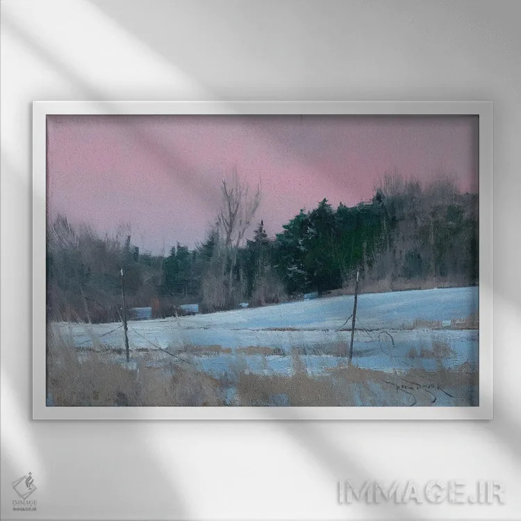 تابلو حیاط پشتی زمستانی اثر بن بائر - نمای قابدار سفید