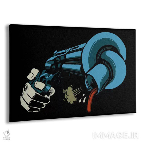 تابلو تفنگ کج اثر بوچر بیلی (هنرمند برزیلی پوپآرت) - نمای پرسپکتیو محصول