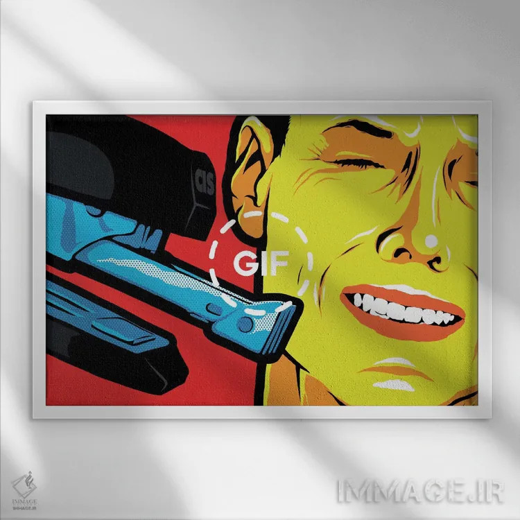 تابلو منگنه اثر بوچر بیلی (هنرمند برزیلی پوپآرت) - نمای قابدار سفید