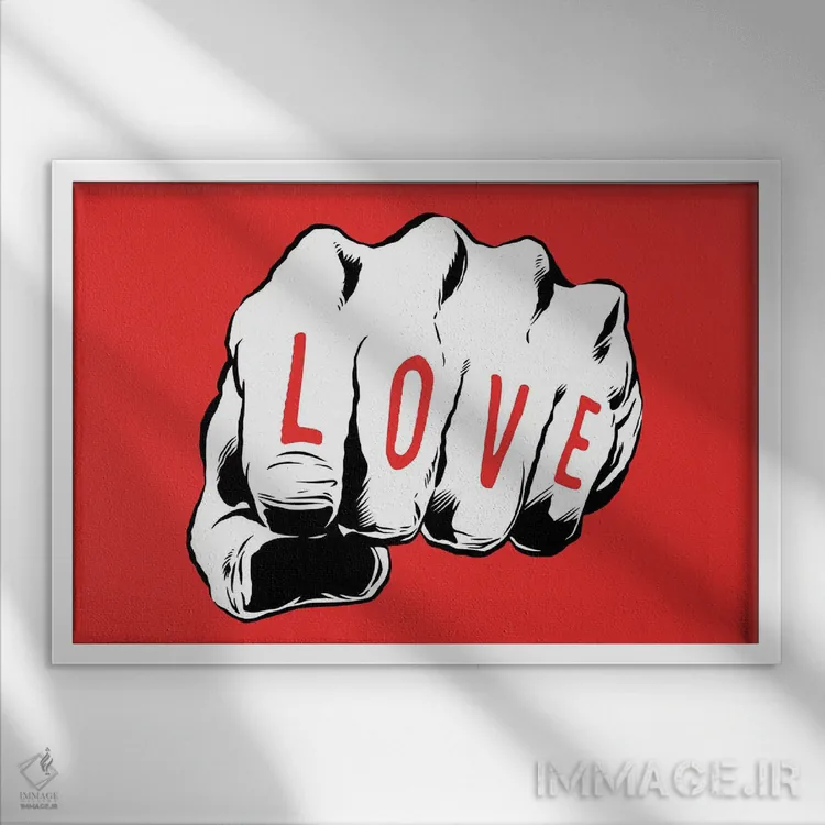 تابلو ضربه مشت اثر بوچر بیلی (هنرمند برزیلی پوپآرت) - نمای قابدار سفید