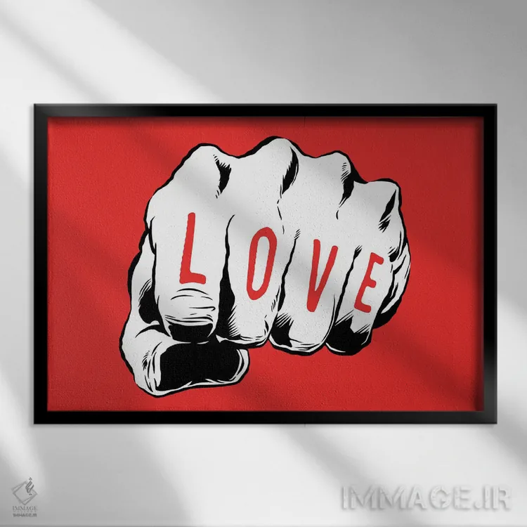 تابلو ضربه مشت اثر بوچر بیلی (هنرمند برزیلی پوپآرت) - نمای قابدار مشکی