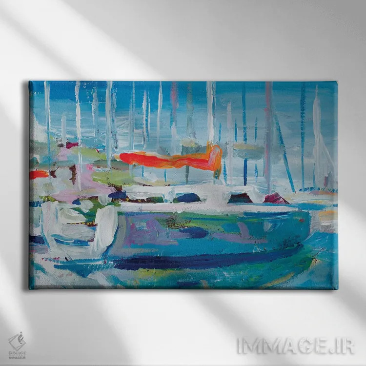 تابلو قایقهای بادبانی مارینا اثر اندی بوچمپ - نمای روبهرو روی دیوار