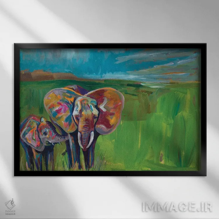 تابلو عشق یک فیل اثر اندی بوچمپ - نمای قابدار مشکی