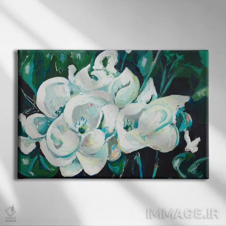 تابلو سبز در ارکیدههای سفید اثر اندی بوچمپ - نمای روبهرو روی دیوار