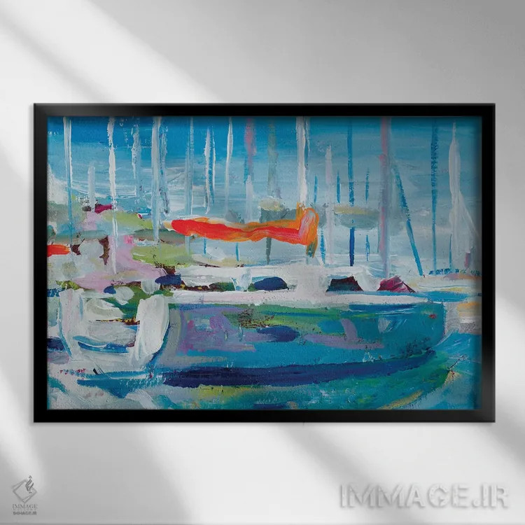 تابلو قایقهای بادبانی مارینا اثر اندی بوچمپ - نمای قابدار مشکی