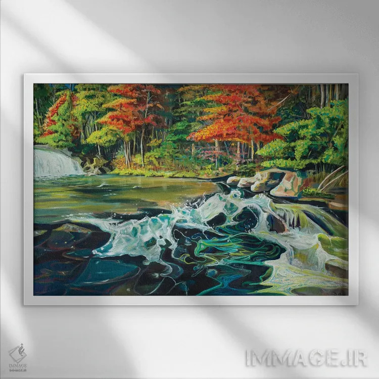 تابلو رودخانه جاری I اثر اندی بوچمپ - نمای قابدار سفید