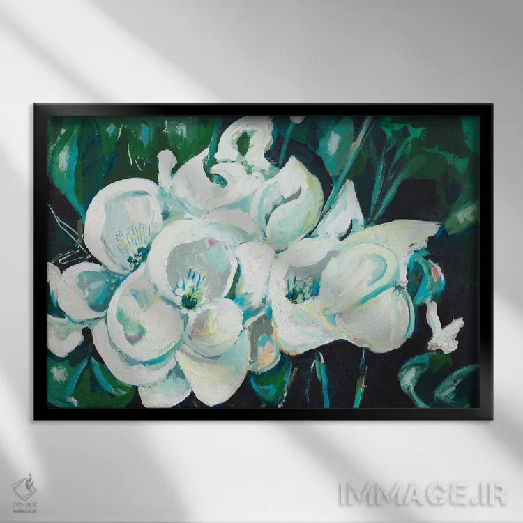 تابلو سبز در ارکیدههای سفید اثر اندی بوچمپ - نمای قابدار مشکی