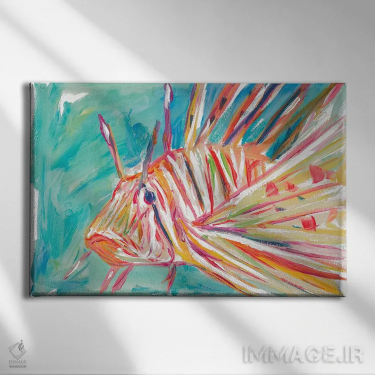 تابلو ماهی رنگارنگ اثر اندی بوچمپ - نمای روبهرو روی دیوار