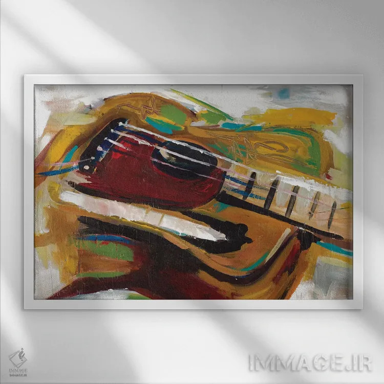 تابلو گیتار رنگارنگ اثر اندی بوچمپ - نمای قابدار سفید