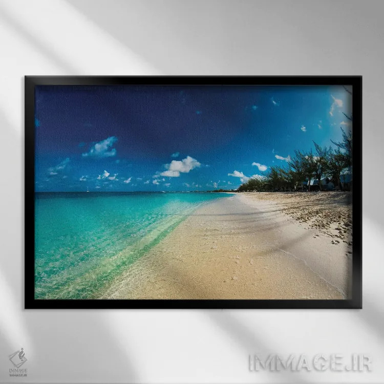 تابلو ساحل جزایر کیمن اثر عکاسی بیل کارسون - نمای قابدار مشکی