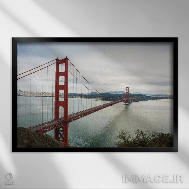 تابلو گلدن گیت (پل سانفرانسیسکو) اثر عکاسی بیل کارسون - نمای قابدار مشکی