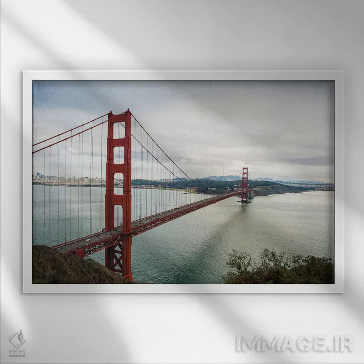 تابلو گلدن گیت (پل سانفرانسیسکو) اثر عکاسی بیل کارسون - نمای قابدار سفید
