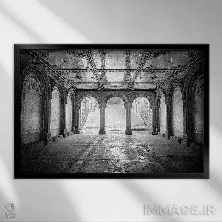 تابلو تراس بثسدا (نیویورک) اثر عکاسی بیل کارسون - نمای قابدار مشکی