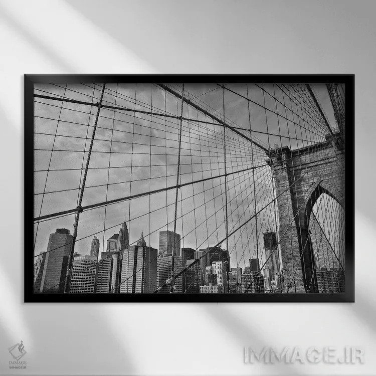 تابلو پل بروکلین اثر عکاسی بیل کارسون - نمای قابدار مشکی