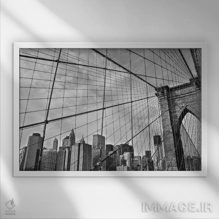 تابلو پل بروکلین اثر عکاسی بیل کارسون - نمای قابدار سفید