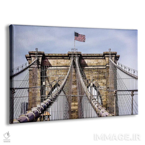 تابلو پل بروکلین با پرچم اثر عکاسی بیل کارسون - نمای پرسپکتیو محصول