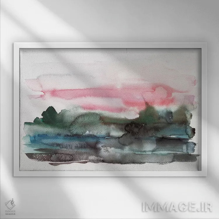 تابلو در کنار دریاچه اثر آلبینا براتچِوا - نمای قابدار سفید