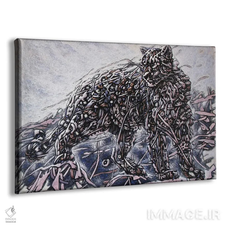 تابلو پلنگ برفی اثر بوگدان دیده - نمای پرسپکتیو محصول