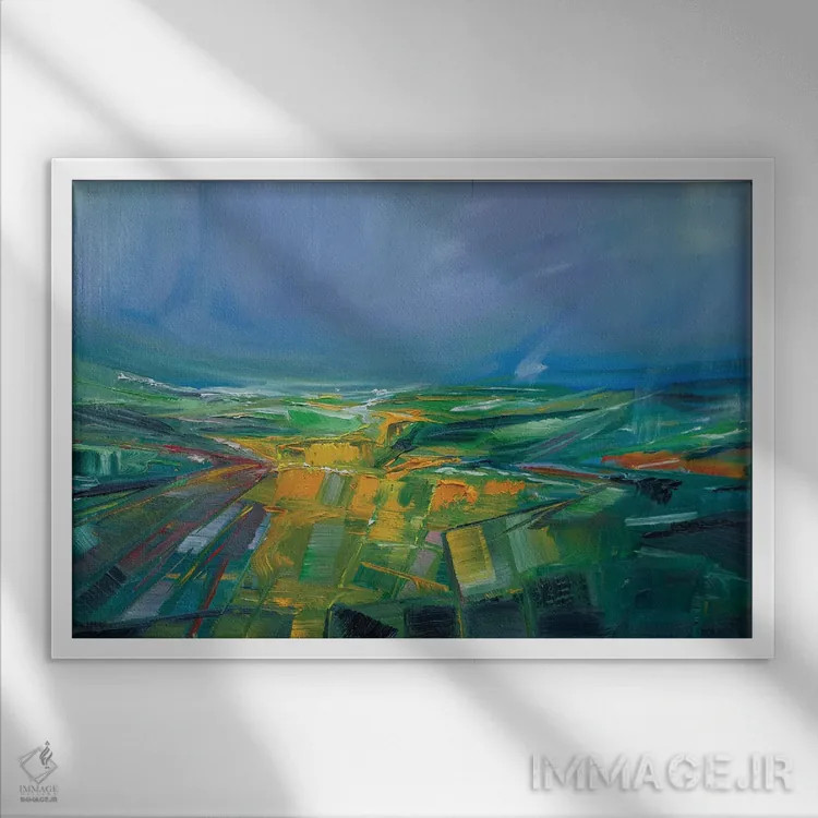 تابلو مزرعهٔ کانولا از نقطهٔ دید اثر برایدی اوبرایان - نمای قابدار سفید