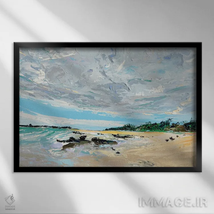 تابلو خلیج مرموز در روز ابری اثر برایدی اوبرایان - نمای قابدار مشکی